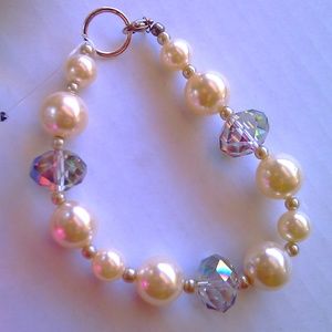 Crystal Bracelets Pearl Beaded Bracelet Chunky